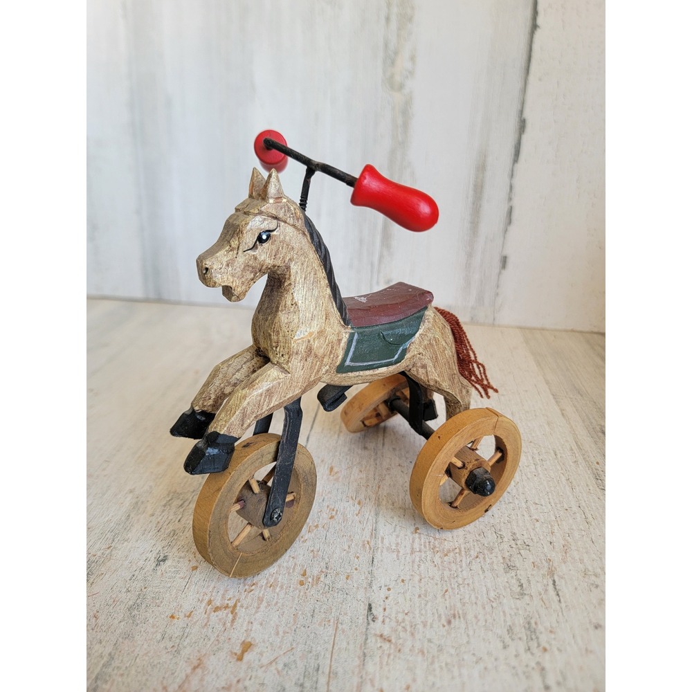 Vintage primitive wooden Mini rocking horse AS IS toy home decor pony figure